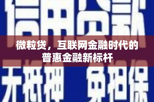 邛崃微粒贷，互联网金融时代的普惠金融新标杆
