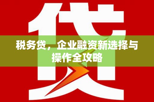 邛崃税务贷，企业融资新选择与操作全攻略