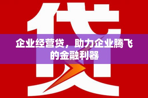 邛崃企业经营贷，助力企业腾飞的金融利器
