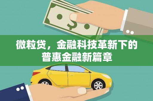 邛崃微粒贷，金融科技革新下的普惠金融新篇章