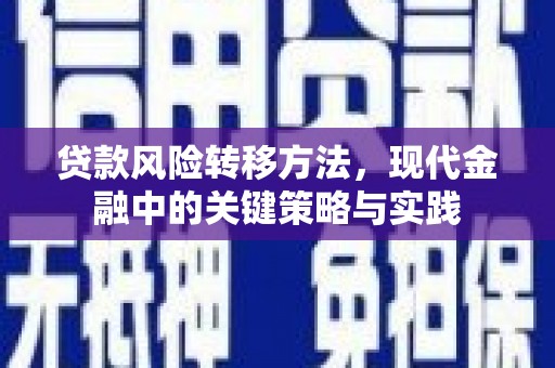 邛崃贷款风险转移方法，现代金融中的关键策略与实践