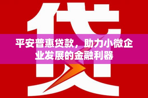邛崃平安普惠贷款，助力小微企业发展的金融利器
