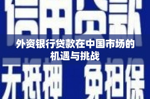 邛崃外资银行贷款在中国市场的机遇与挑战