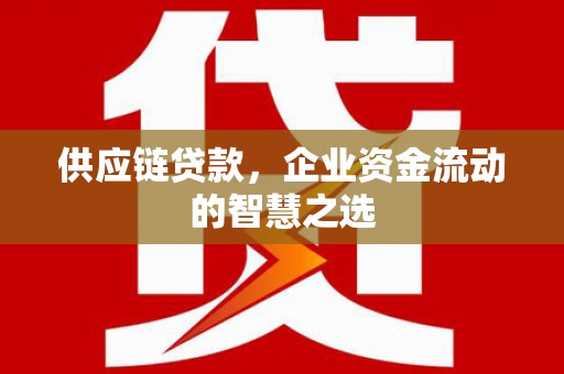 邛崃供应链贷款，企业资金流动的智慧之选